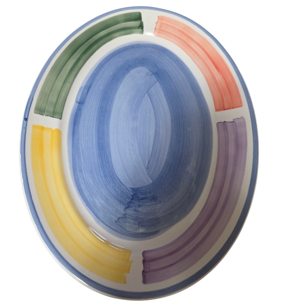 Belagio Oval Serving Platter Hand Painted Colorful Swirls Dishwasher Microwave‎